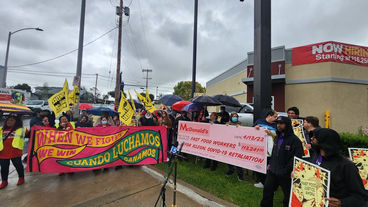 BREAKING: A Los Angeles McDonald's will pay over $113,000 to workers after firing four workers for striking against unsafe COVID-19 conditions in the summer of 2020.

Four workers at 1716 Marengo St win a combined $113,000 and will be reinstated to our previous jobs.