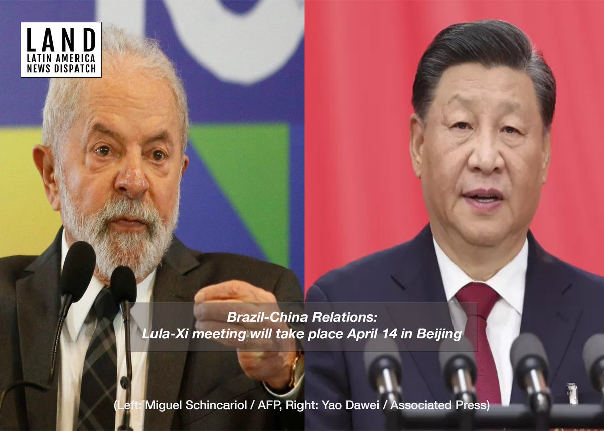 Brazilian President Luiz Inácio Lula da Silva is scheduled to meet Chinese President Xi Jinping in Beijing on April 14.

Find out what's at stake for Brazil-China relations at the following link [4 minute read]: latindispatch.com/2023/03/24/her…

✍️ Original reporting done by Jacob Kessler