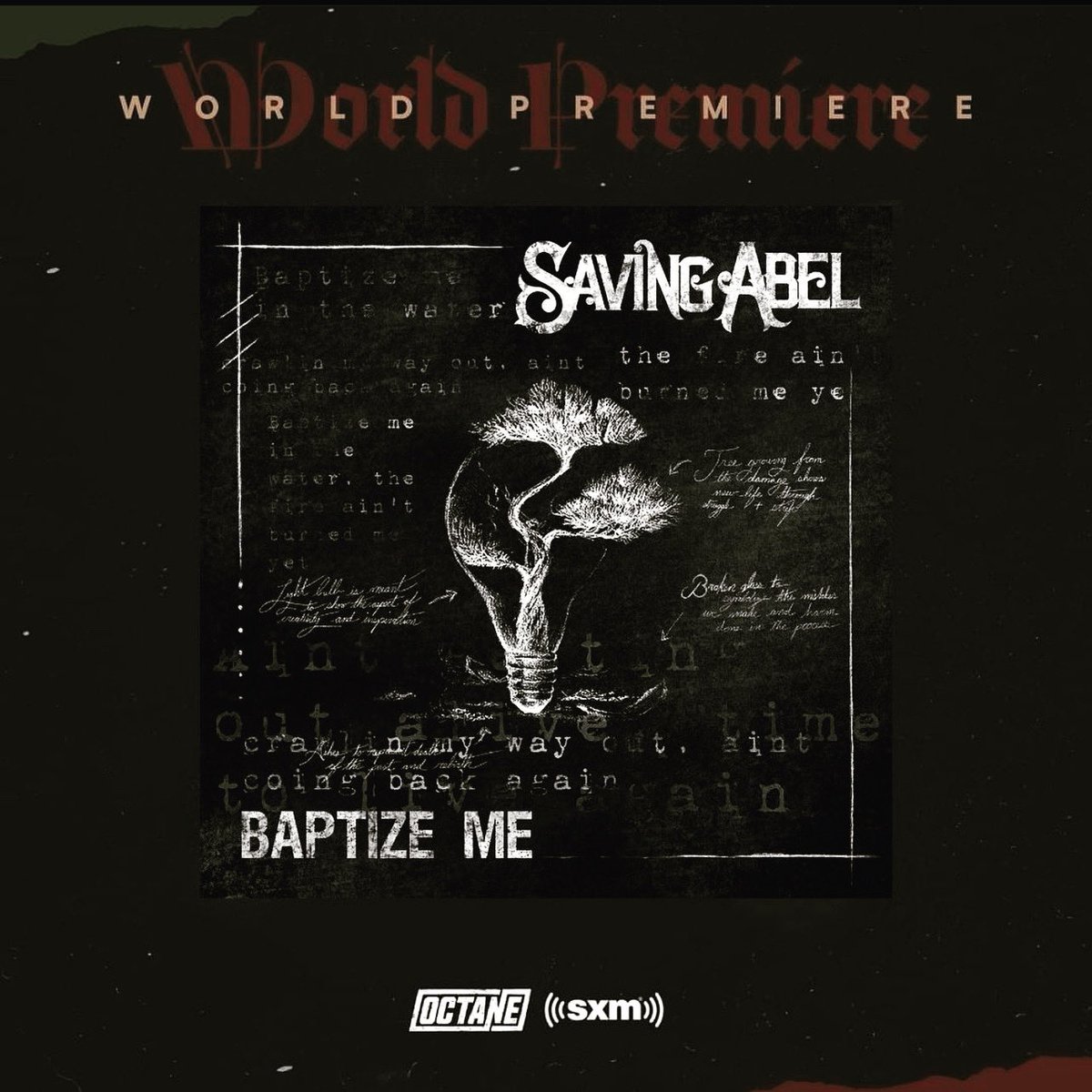 Scottofficial's tweet image. You asked for it, so we are bringing it. “Baptize me” Tune in to @SXMOctane tonight at 6pm EST for a world premiere from @SavingAbel @RandomEQ