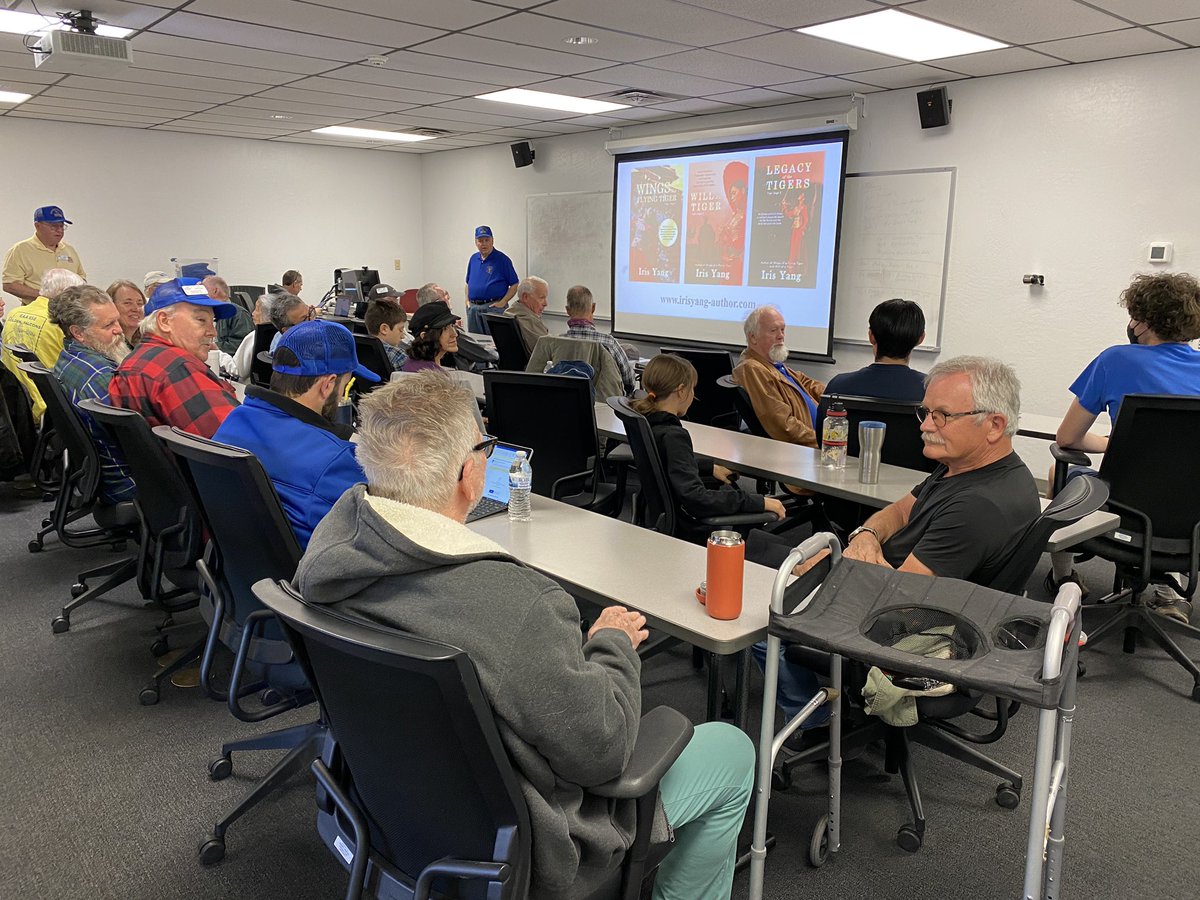 My presentation at Prescott EAA Chapter (Experimental Aircraft Association). My books (Wings of a Flying Tiger, Will of a Tiger, Legacy of the Tigers) are about a group of American pilots who fought the Japanese in WWII in China. IrisYang-author.com @OpenBooksTitles
