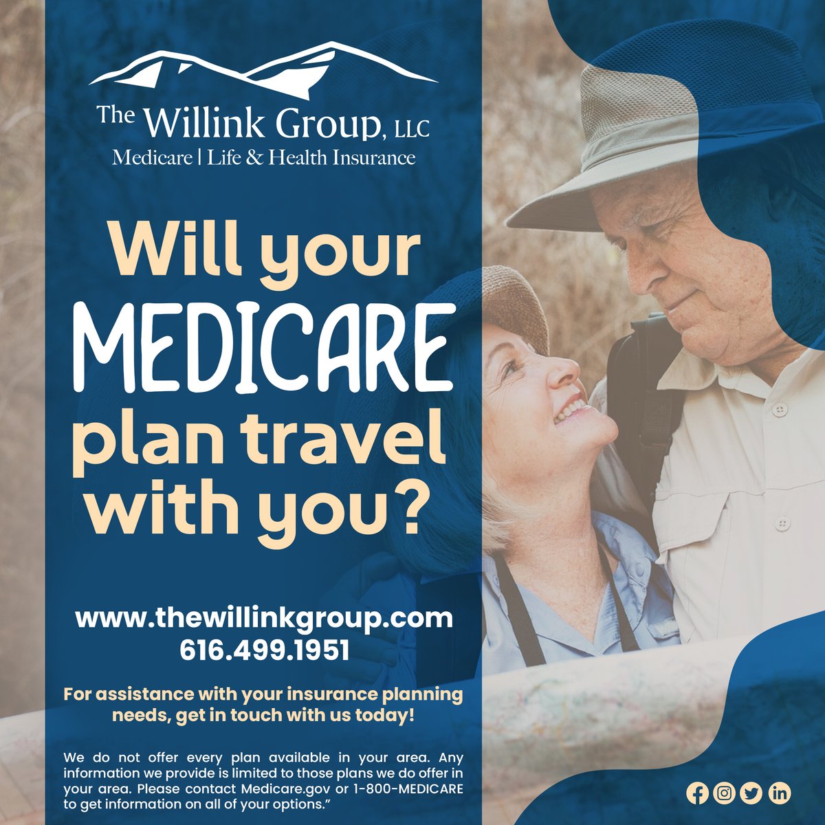 TheWillinkGroup's tweet image. Not all Medicare plans are created equal - which means each plan has different coverage options depending on networks, doctors, prescription drugs, &amp;amp; more! But will your Medicare plan travel with you?
#TheWillinnkGroup #Medicare #MedicareCoverage #Traveling #RetirementTraveling