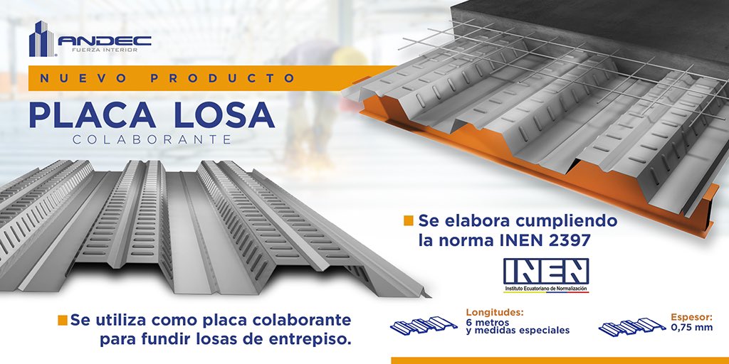 Caravana750's tweet photo. PLACA LOSA ANDEC
Fabricada bajo la norma INEN 2397
Visita y conoce más en: https://t.co/qb6Z1RGlFA
#Andec #Fuerzainterior #58años #steeldeck #placalosa #construcción #ecuador #materialesdecalidad #calidad https://t.co/FzKUmLHiwS