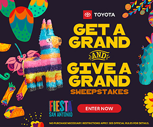 Enter for your chance to win the Toyota Get a Grand & Give a Grand Sweepstakes: toyota.us/41psDK1 No purchase necessary. Sweeps ends 05/05/2023. Toyota is Proud to be the Official Vehicle of Fiesta! #VivaFiestaSA2023