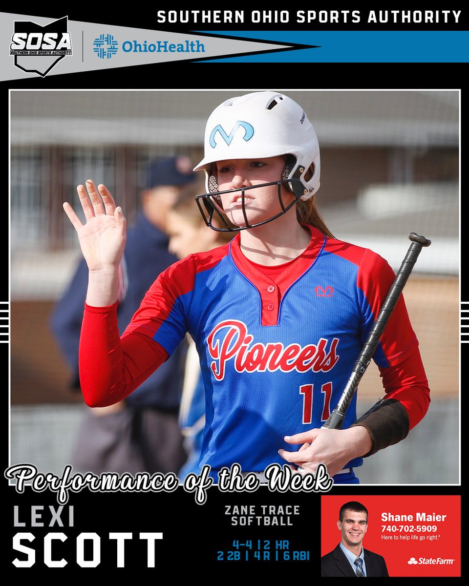 Southern Ohio Sports Authority (@sosaohio) on Twitter photo Our Performance of the Week, presented by Shane Maier — Insurance, belongs to <a href="/ZaneTraceHSSB/">Zane Trace High School Softball🥎</a>’s <a href="/lexijoscott/">Lexi Scott</a>.
In a non-league victory, the senior was 4-for-4 with two doubles, two homers, four runs scored and six RBIs. Our Performance of the Week, presented by Shane Maier — Insurance, belongs to <a href="/ZaneTraceHSSB/">Zane Trace High School Softball🥎</a>’s <a href="/lexijoscott/">Lexi Scott</a>.
In a non-league victory, the senior was 4-for-4 with two doubles, two homers, four runs scored and six RBIs.