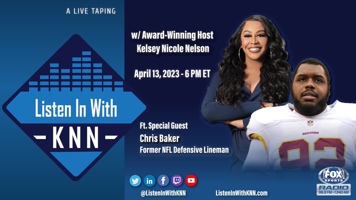 Kelsey Nicole Nelson (KNN) (@therealknelson) on Twitter photo It’s a double header on <a href="/ListenInWithKNN/">Listen In With KNN</a> sports talk radio show & podcast presented by <a href="/1340AMFOXSports/">FOX Sports Radio1340</a> w/ special guest former <a href="/nfl/">NFL</a> defensive lineman <a href="/cbakerswaggy/">Chris Baker</a>‼️#LIWKNN
Watch🔽 🏈
YouTube: youtube.com/watch?v=wSP_GB…
Web: listeninwithknn.com/watch-live
Online: kelseynicolenelson.com/listen-in-with… It’s a double header on <a href="/ListenInWithKNN/">Listen In With KNN</a> sports talk radio show & podcast presented by <a href="/1340AMFOXSports/">FOX Sports Radio1340</a> w/ special guest former <a href="/nfl/">NFL</a> defensive lineman <a href="/cbakerswaggy/">Chris Baker</a>‼️#LIWKNN
Watch🔽 🏈
YouTube: youtube.com/watch?v=wSP_GB…
Web: listeninwithknn.com/watch-live
Online: kelseynicolenelson.com/listen-in-with…