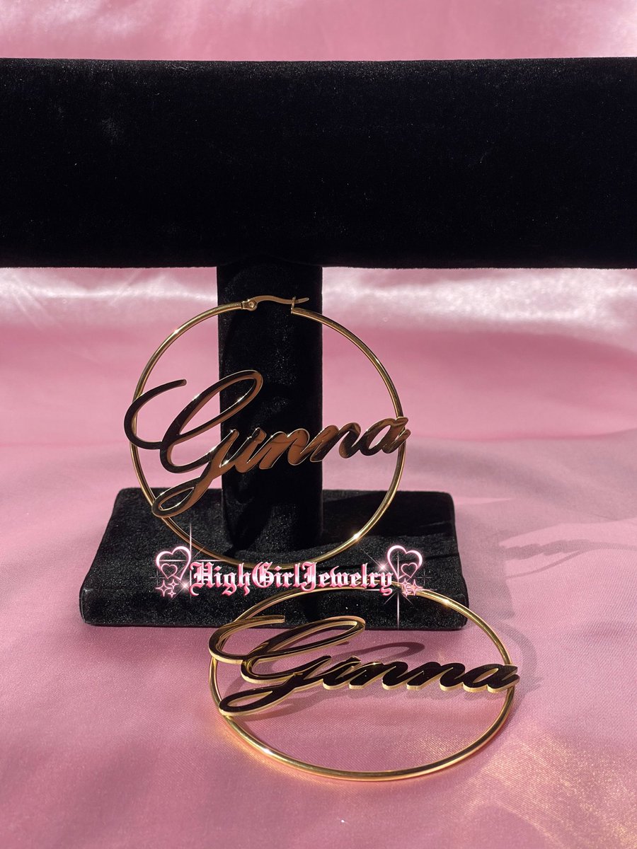 highgirljewelry's tweet photo. Need new staple hoops? We got you ✨ Customize your name, font &amp; size at https://t.co/OBDE2weW18 🩷💫 https://t.co/b2WUVwwB9C