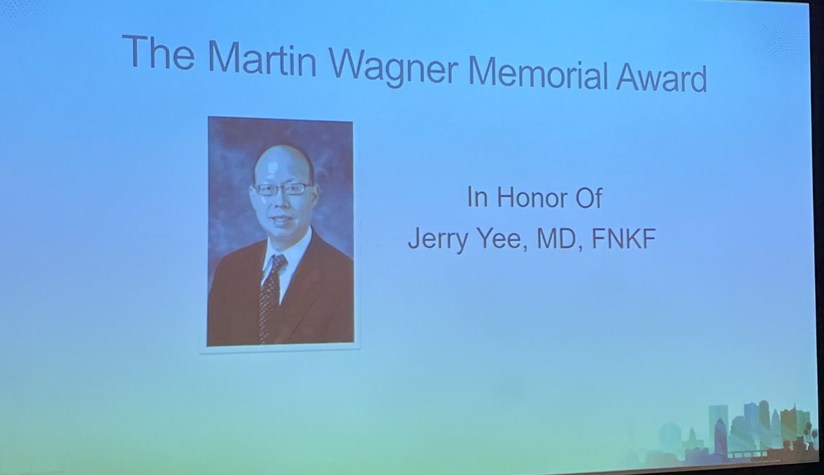 @Mike_J_Choi honoring Dr Jerry Yee @nkf Presidential Dinner. A great mentor and sponsor for so many nephrologists. An outstanding advocate for @nkf mission.