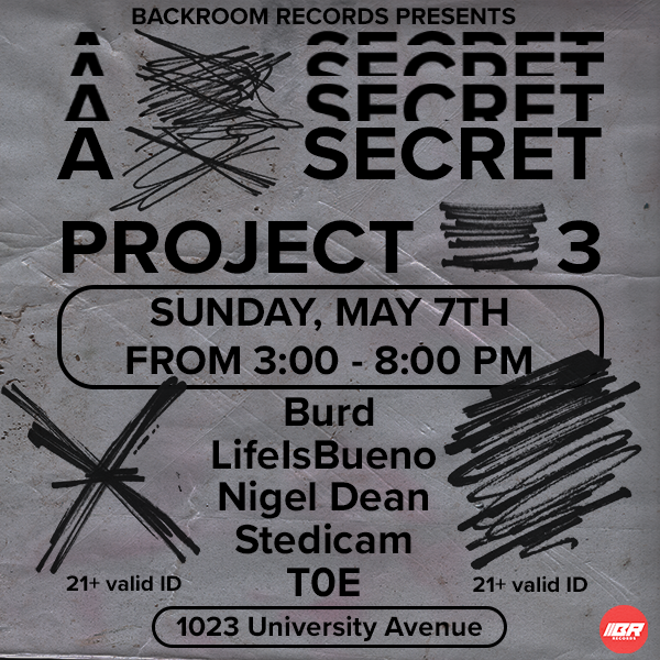 Get ready for Backroom Records' Secret Project 3! Join us for a night of local house music talent, tequila, and good vibes in an intimate San Diego venue. Don't miss out – grab your tickets now! 🎵🍹✨
-
Tickets: asecretproject3.eventbrite.com/?aff=backroomr…
