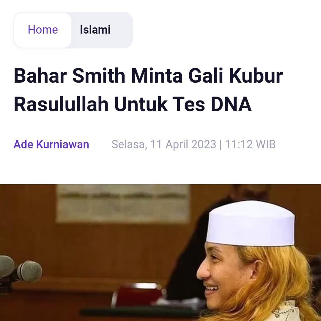 UTAS: DNA Nabi
1. Bahar menantang umat utk pembuktian dirinya sbg keturunan Nabi melalui test DNA, sesuatu yg tdk mgkn dilakukan oleh otoritas Saudi. Tdk mgkn disini bisa berarti pmrth Saudi ogah, atau prosedur berbelit, hrs persetujuan ulama dll. Ribet! Nah, Bahar tau dan paham.
