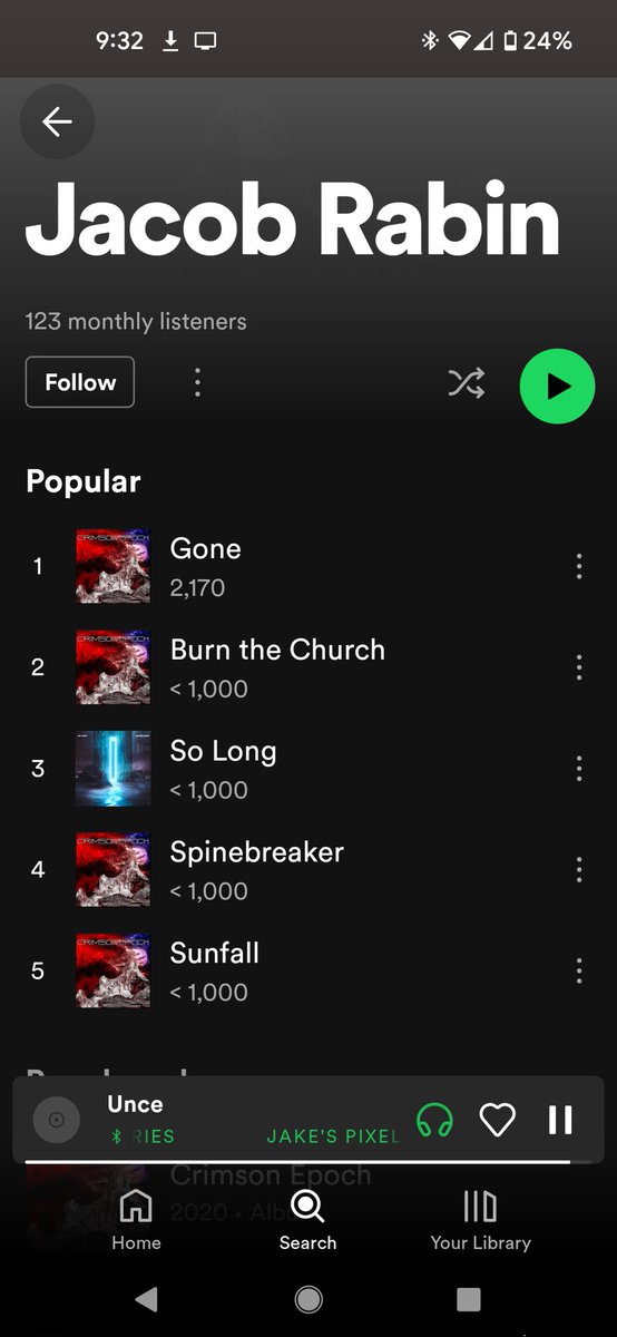 JakeRabin's tweet image. Thank you to everyone who listened to my music enough to actually get a song of mine to over 2000 listens!

Genuinely didn't think I'd ever see anything other than "&amp;lt; 1000" on my page.