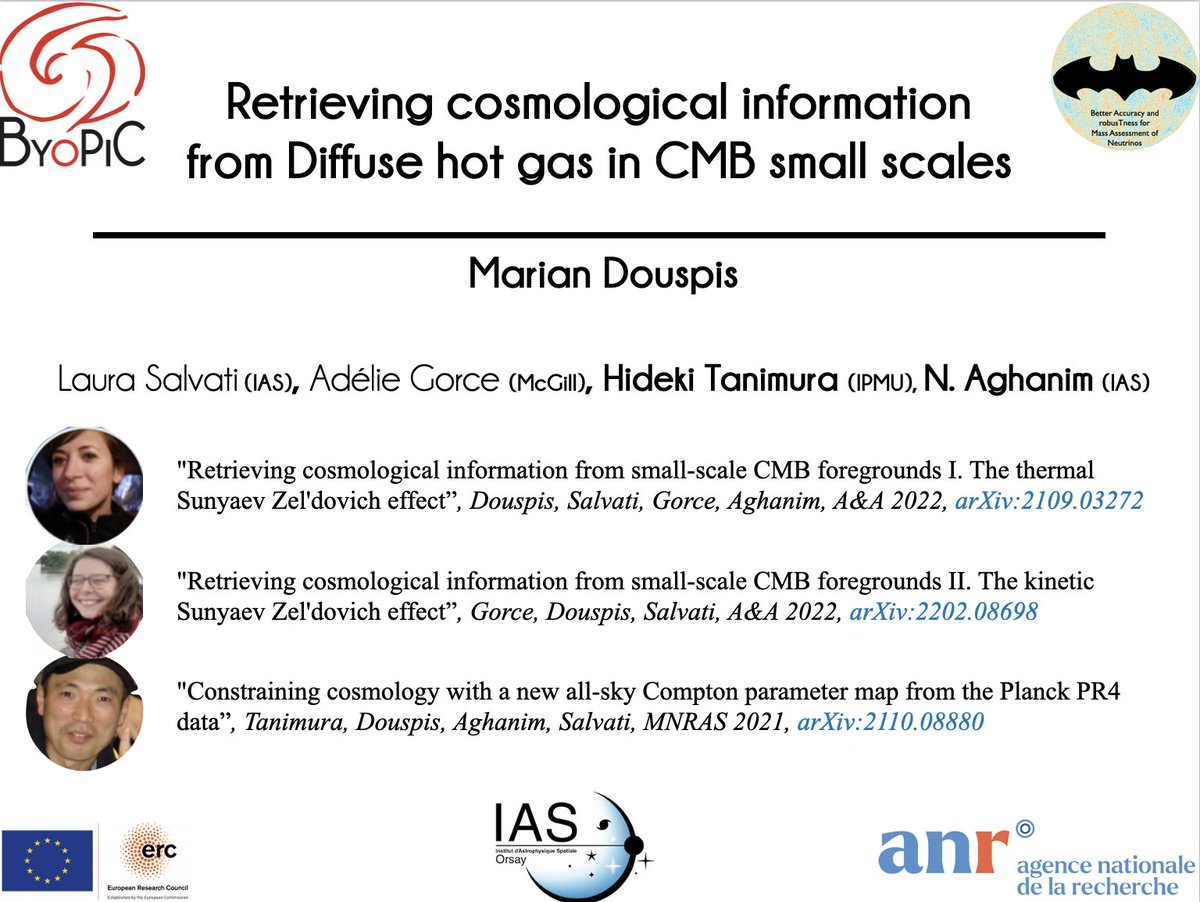 ByoPic_ERC's tweet photo. Marian Douspis shows how to retrieve cosmological information from hot gas in CMB data @MPJ_11 https://t.co/amvzP7WBab