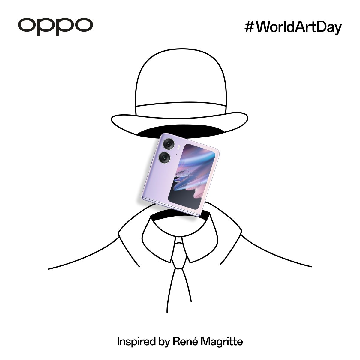 oppo's tweet photo. What would you title our artistic masterpieces? 🤔 #OPPOFindN2Flip #WorldArtDay https://t.co/WahNc9okYB