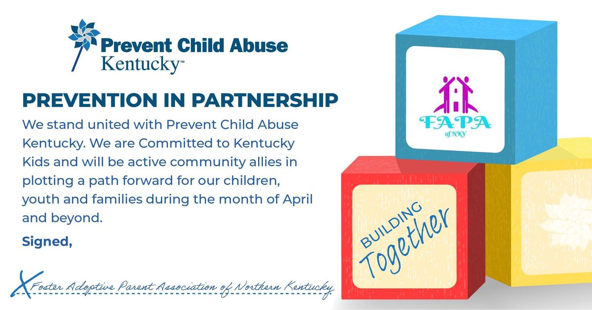 FAPA of NKY is a proud Partner in Prevention with @PCAKY 

#CAPM2023 #childabuseprevention #ChildAbusePreventionMonth