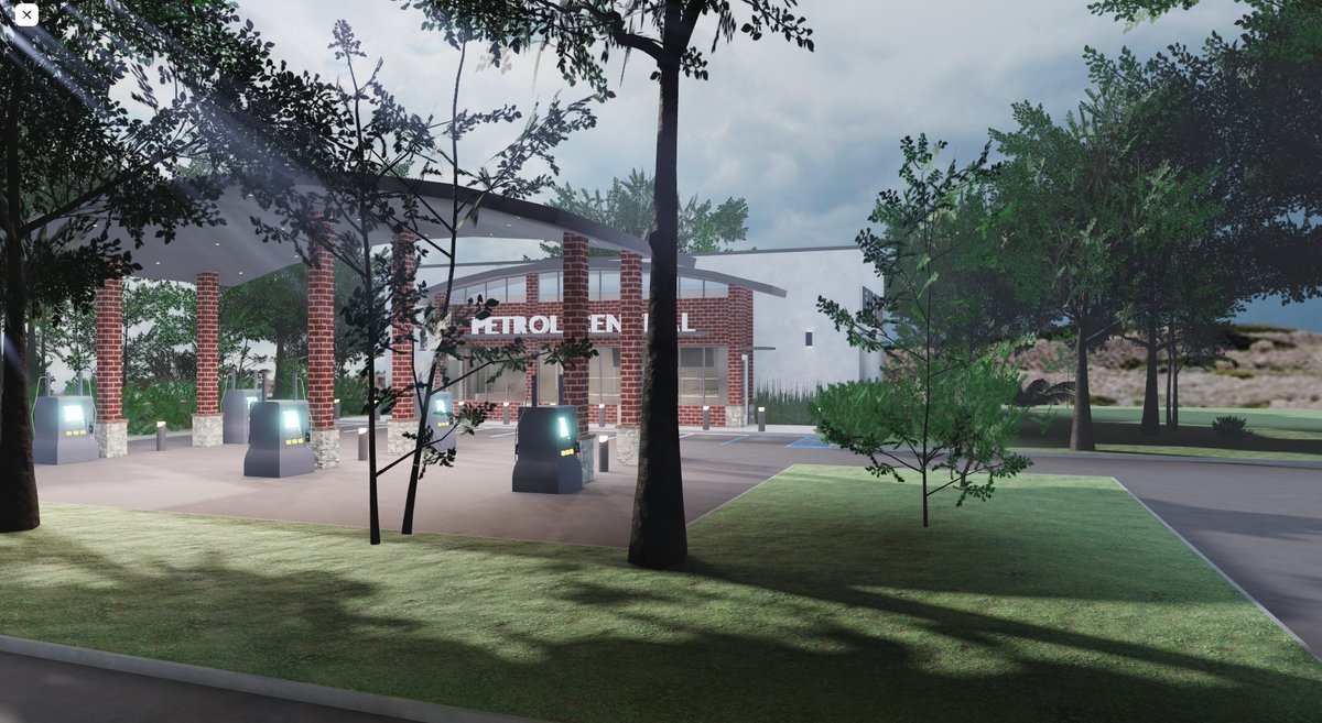 CryoAxes's tweet photo. Selling a Petrol Station  
Perfect for a vibe game or an extension of a city   
Dm offers - Base price 15k 
#ROBLOX 
#RobloxDev https://t.co/zVt7RVoJRt