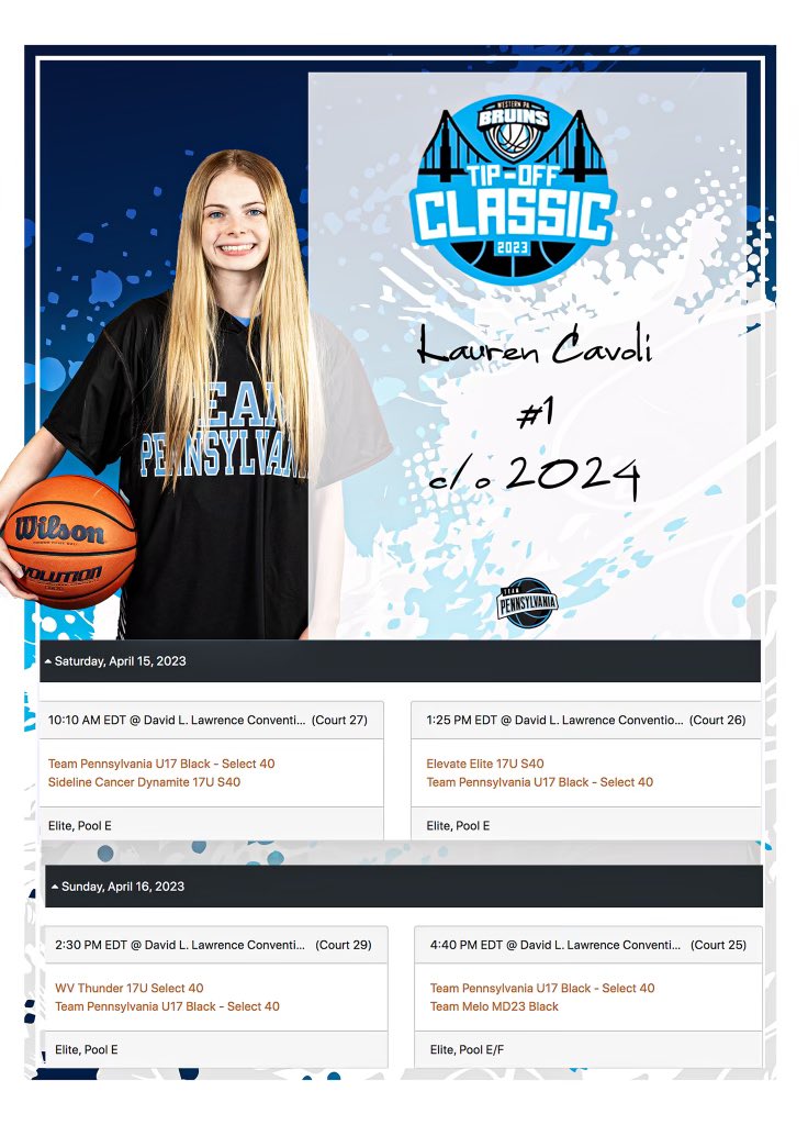 Lauren Cavoli (@lauren_cavoli) on Twitter photo So excited to be playing at the <a href="/WPABruinsTipOff/">WPABruins2025TipOff</a> this weekend in Pittsburgh!!
<a href="/TEAMPAHOOPS/">TEAM PENNSYLVANIA</a> <a href="/TRDipp/">Taylor Dippery</a> So excited to be playing at the <a href="/WPABruinsTipOff/">WPABruins2025TipOff</a> this weekend in Pittsburgh!!
<a href="/TEAMPAHOOPS/">TEAM PENNSYLVANIA</a> <a href="/TRDipp/">Taylor Dippery</a>