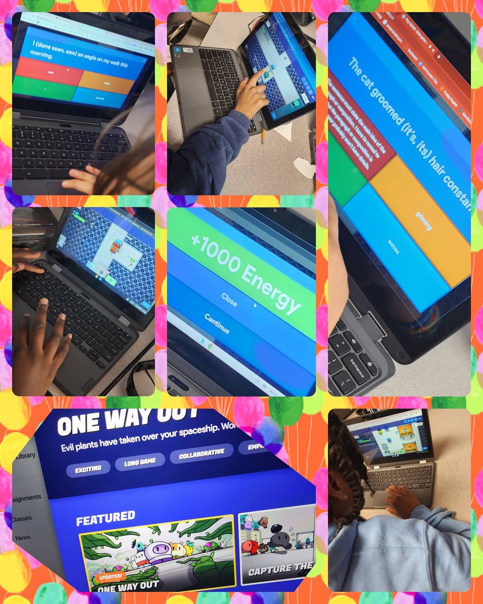 Ms_Strick504's tweet photo. It's official! @gimkit has another hit with the new #OneWayOut mode! Ss really enjoyed our revising and editing practice today and shared RAVE reviews with their excitement! #funlearning @Handley_Panther #gamifylearning #5thgrade https://t.co/dL8g4IEQc0