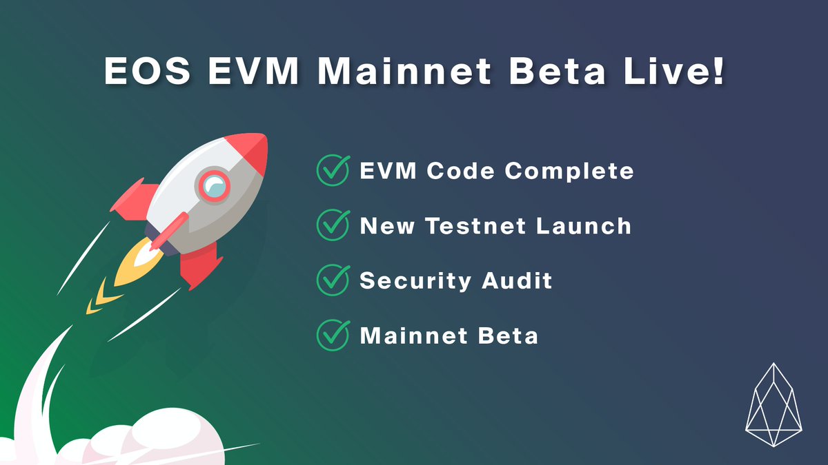 📣 Major News for $EOS 📣

After over a year of dedicated work by contributors across the ecosystem, #EOS EVM Mainnet Beta is finally live 🚀

Full Announcement 👇
eosnetwork.com/blog/eos-evm-m…

EVM Web Portal 👇
eosnetwork.com/eos-evm