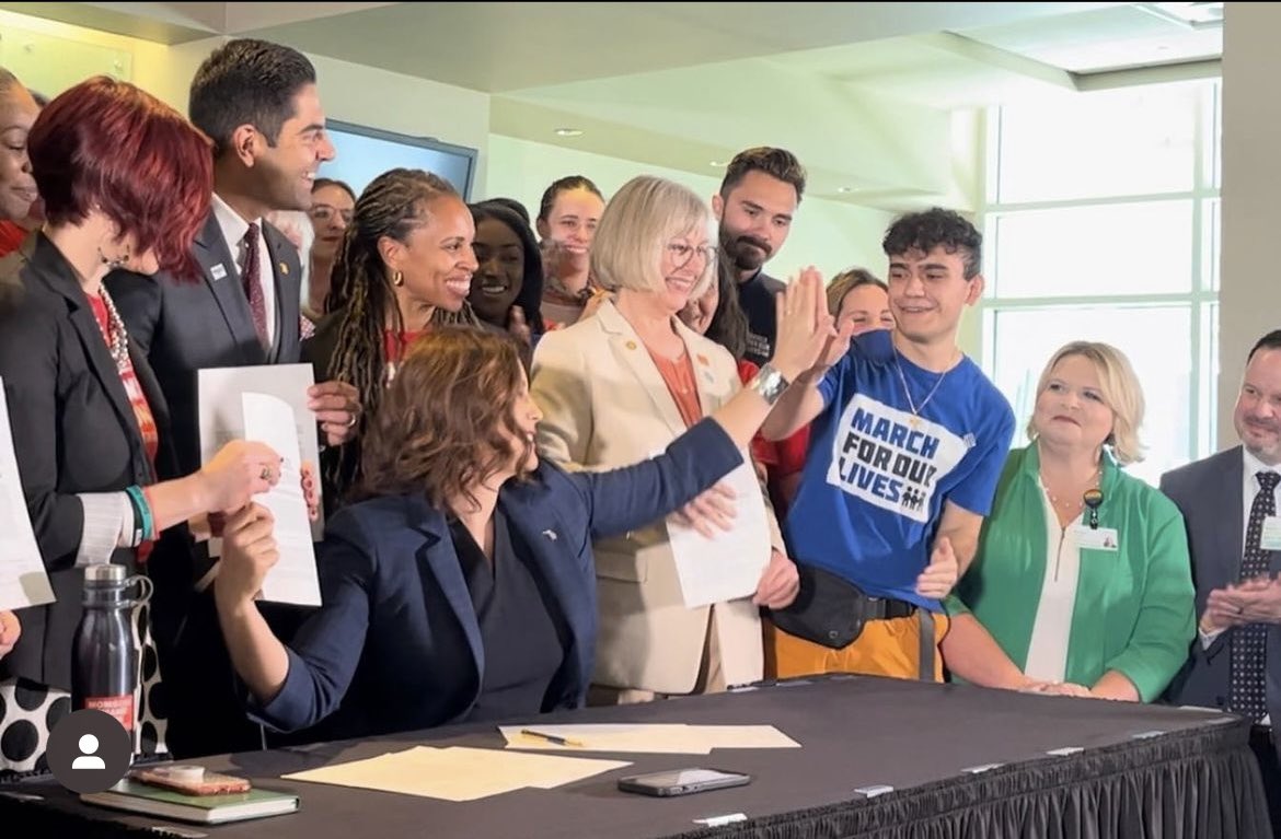 Five years ago we marched and people told us it didn’t matter nothing would change because we’re just “kids” in the time since the movement passed over 250 gun laws- and just today with MSU students passed two more. Don’t let anyone say you’re to young to make change. You can.