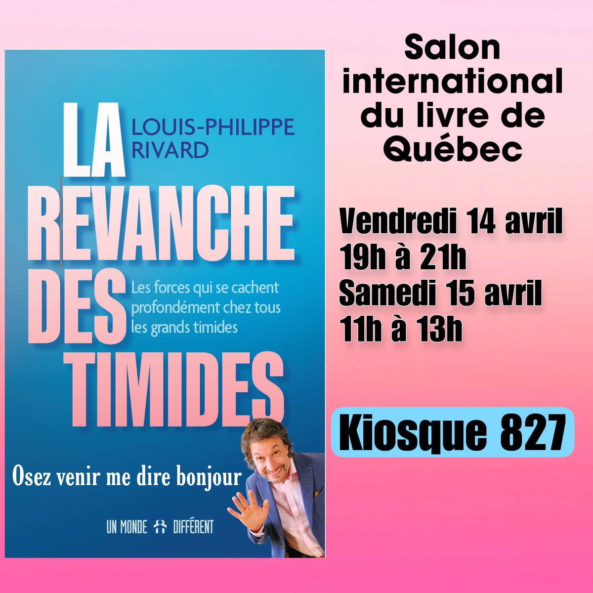 Je serai au salon international du livre de Québec demain et samedi pour la Revanche des Timides. Ne soyez pas gênés, venez me jaser 🙂
