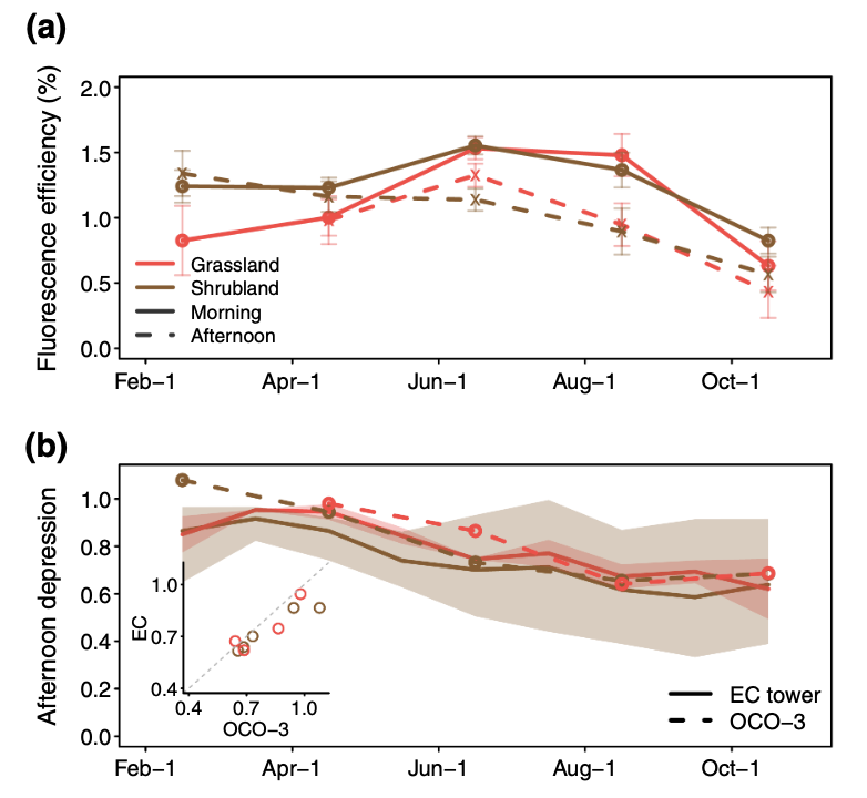 Glad to know that our recent publication in <a href="/GlobalChangeBio/">Global Change Biology</a> was highlighted by <a href="/ScienceMagazine/">Science Magazine</a>! In this study, we show diurnal variation of OCO-3 derived fluorescence efficiency can be used to track physiological drought stress at large scale.