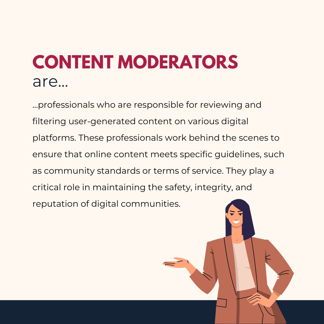 TheLeadEnquiry's tweet photo. The job of content moderators involves analysing large volumes of data daily, identifying inappropriate or harmful content, and taking appropriate action to remove it from public view.
#contentmoderator #contentmoderationoutsourcing #bpo #businessprocessoutsourcing https://t.co/cNeO7bxAZr