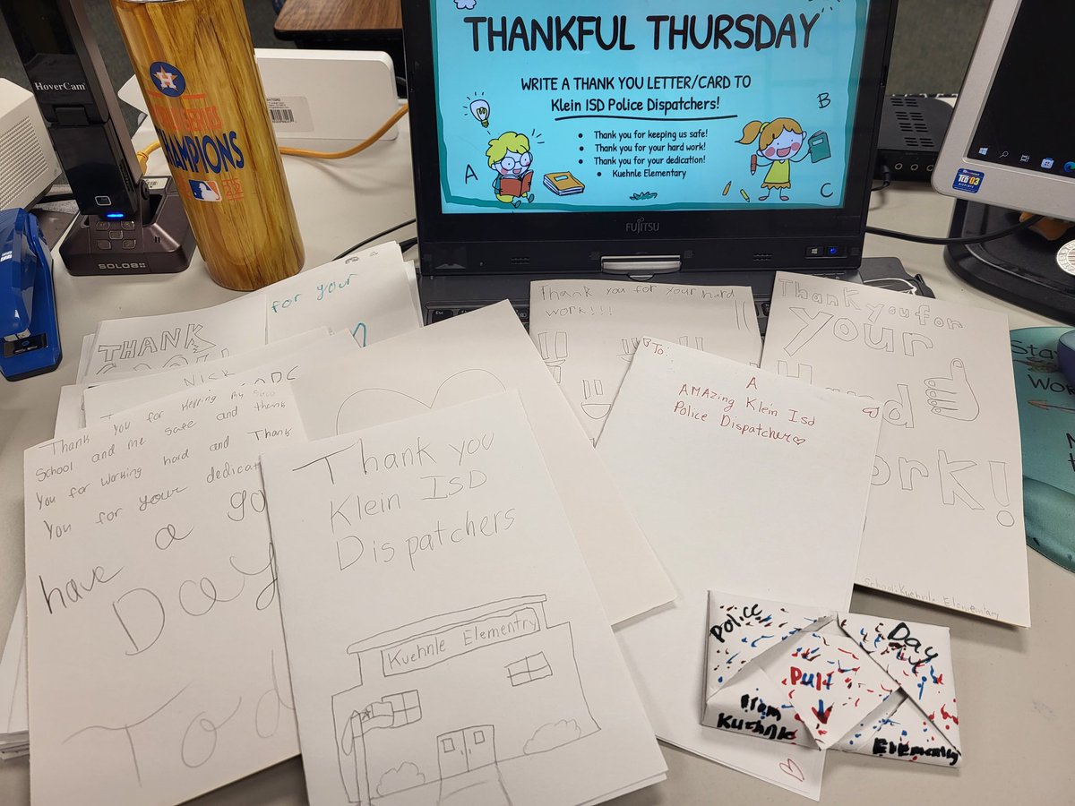 Today's Thankful Thursday goes out to our Klein ISD Police Dispatchers! My 5th graders appreciate you! #kleinfamily 
<a href="/KuehnleKISD/">Kuehnle Elementary</a> <a href="/KleinISD/">Klein ISD</a>