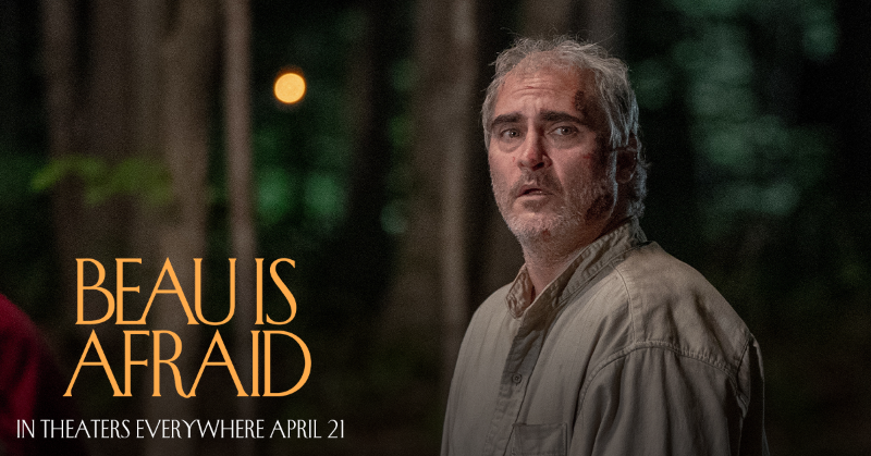 BeauIsAfraidMov's tweet photo. "Joaquin Phoenix delivers one of his best performances." 

From director Ari Aster, #BeauIsAfraid opens in theaters everywhere this Friday