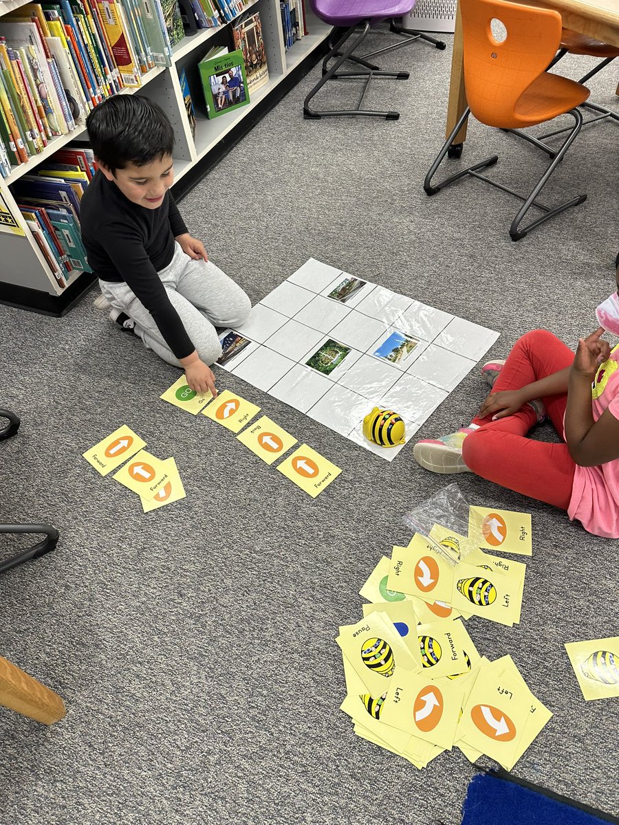 manateereads's tweet image. So much fun introducing @ClubBlvdManatee kinder learners to Beebots this week. They programmed Beebot to take a field trip to Durham places they’ve visited this year. Lots of laughter, problem-solving, & critical thinking make for an engaging lesson! 🐝#JointheClub #KindersCode