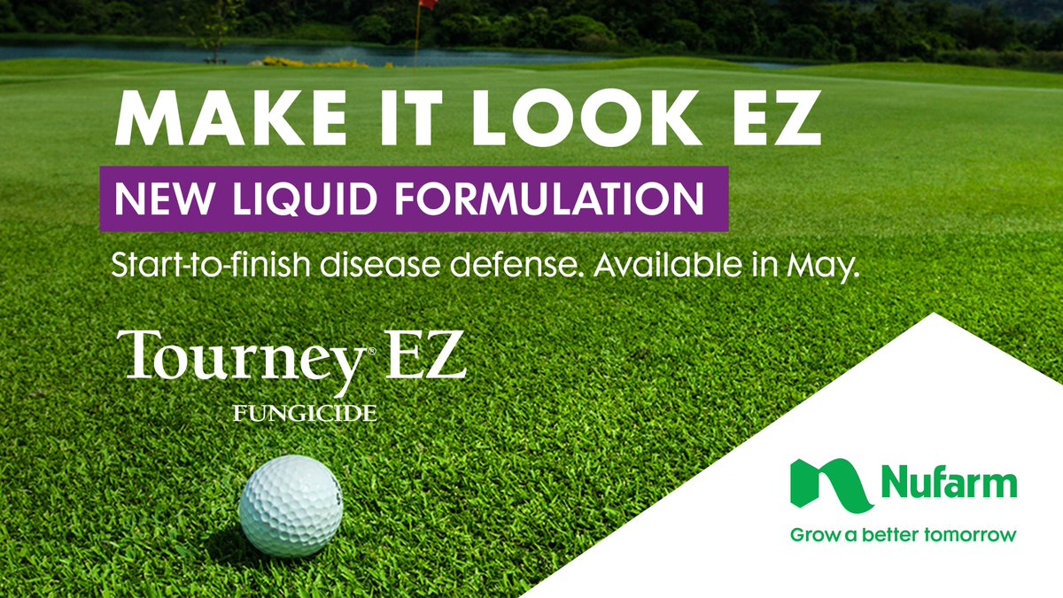 NufarmUSTurf's tweet photo. This spring, make it look EZ. Tourney EZ is the new liquid DMI fungicide for tough diseases like, dollar spot, fairy ring and brown ring patch. With a low use rate, Tourney EZ makes it easier to apply to turfgrass, landscapes, trees and shrubs. Learn more: https://t.co/JlxPyDtn0G https://t.co/29urkUfoF1