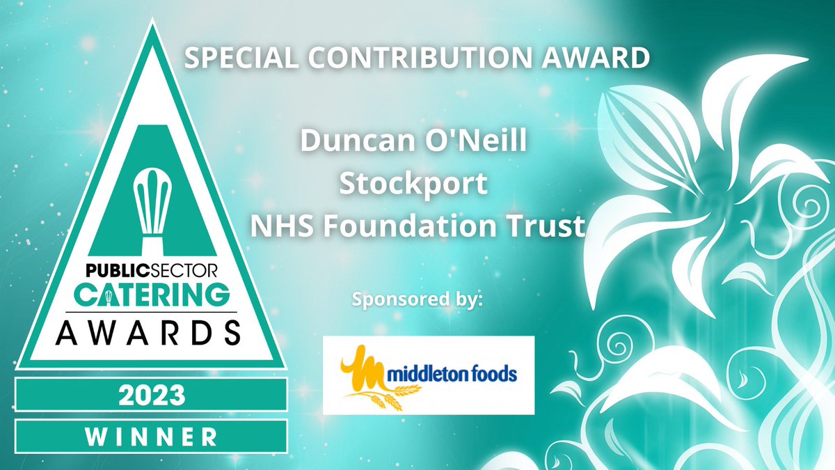 It's time for the Special Contribution Award which will be presented by sponsor <a href="/Middletonfoods/">Middleton Foods</a>, we are delighted to reveal that the winner is <a href="/DuncanONeill2/">Duncan ONeill</a> for his work at Stepping Hill Hospital <a href="/StockportNHS/">Stockport NHS FT</a>, helping it to become an exemplar #NHS site #PSCAwards