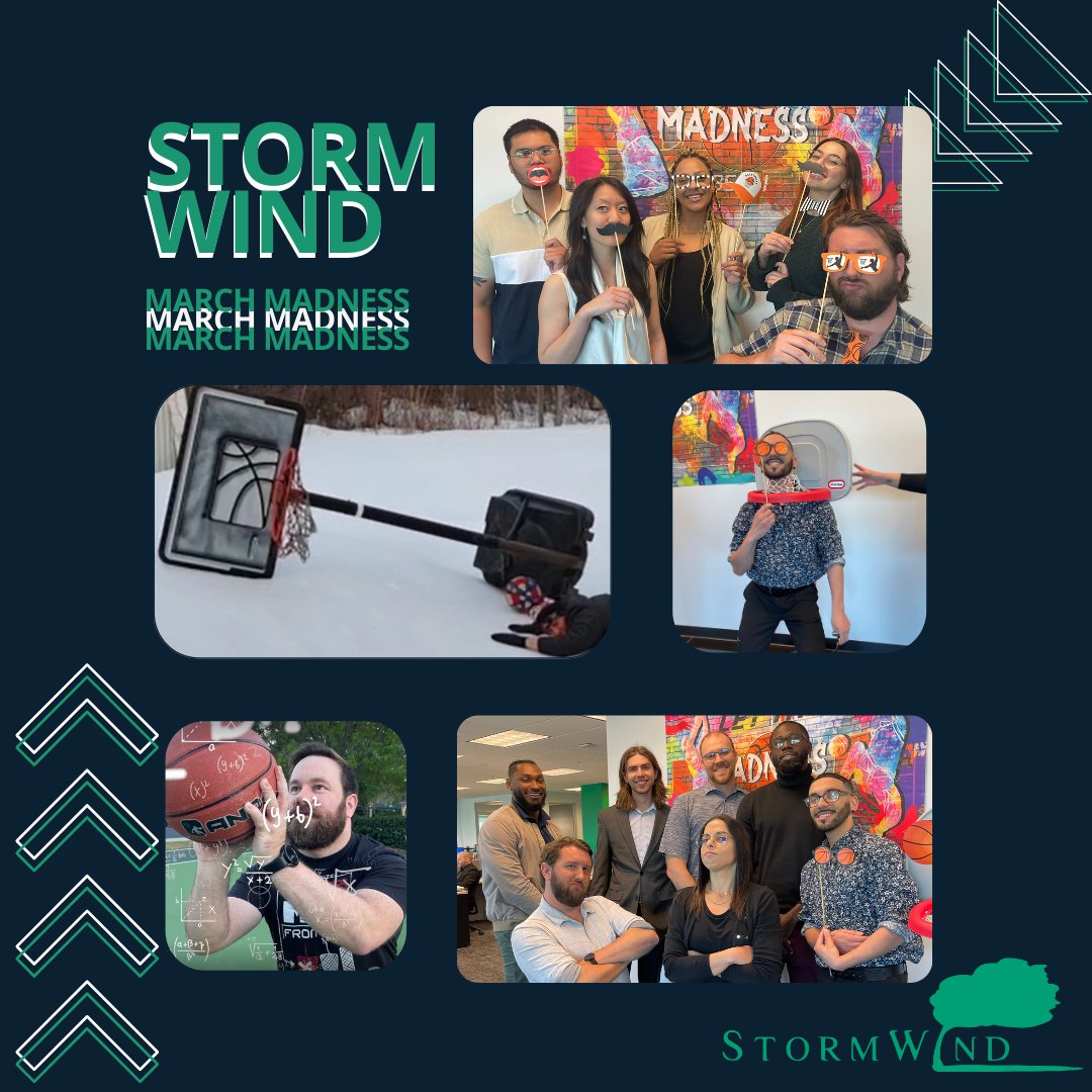 StormWindLive's tweet photo. StormWind's Culture Club event last month was a slam dunk! Team members joined forces in our March Madness bracket, showcasing creativity and teamwork, in rain or snow, to win some amazing prizes. 🏆 #StormWindHoops #StormWindLive #MarchMadnessFun https://t.co/yzN6GaVU5c