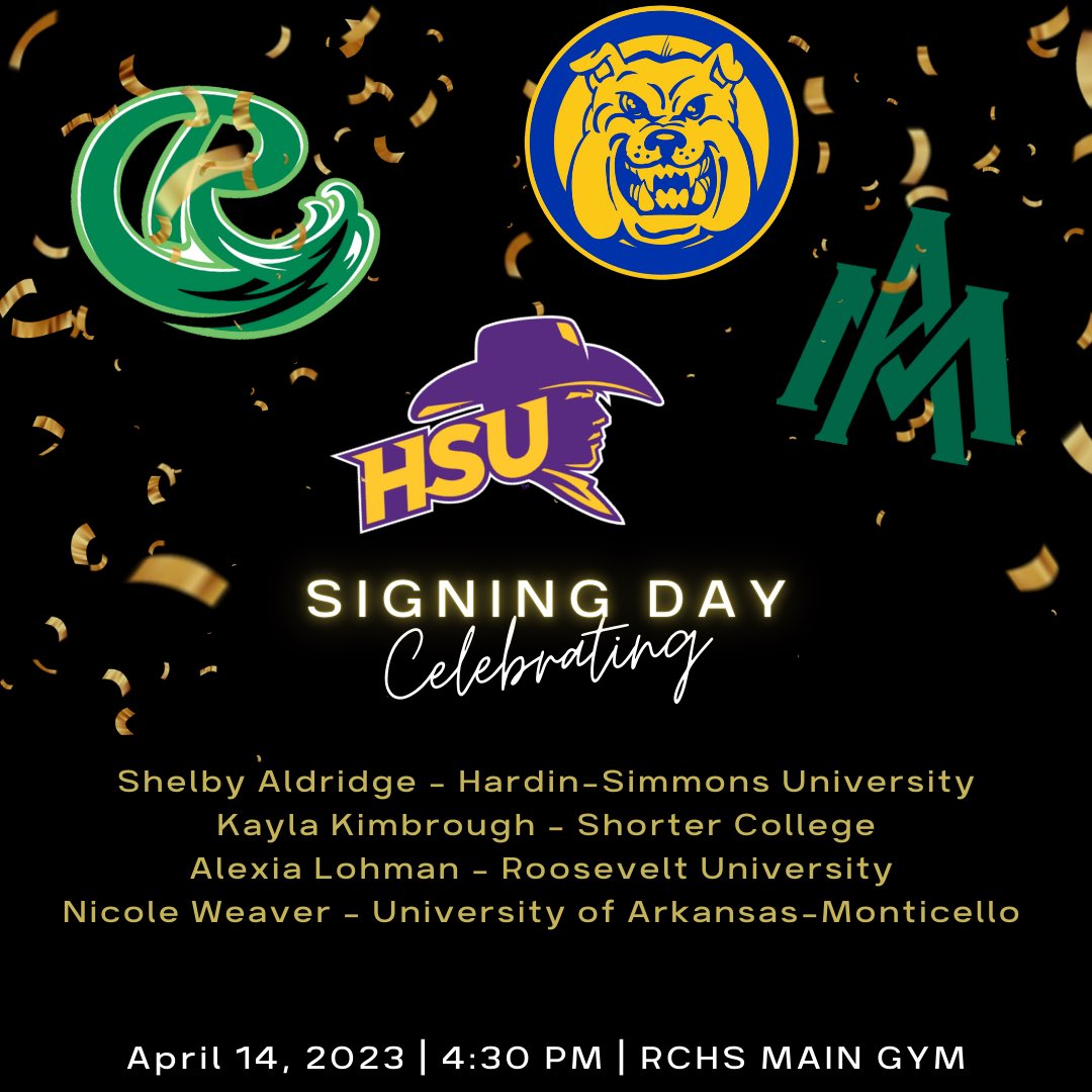 Please join us tomorrow as these 4 <a href="/RoyseCityGBB/">Royse City Girls Basketball</a> student-athletes sign their NLI to continue their basketball and academic careers at the next level! 

📍: RCHS Main Gym
🕟: 4:30 pm 

#oneRC x #RCRecruited