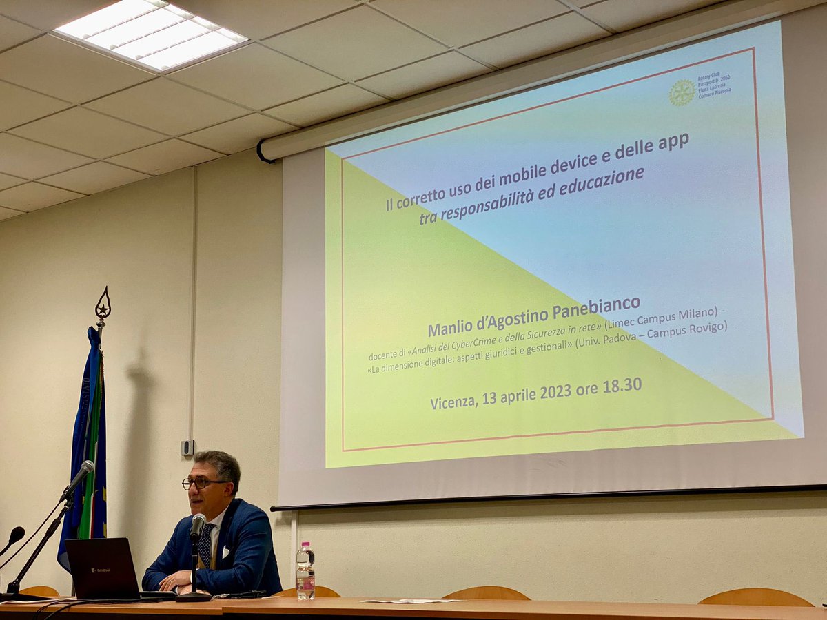 Conferenza "Il corretto uso dei mobile device e delle app: tra responsabilità legali ed educazione"
(Rotary Club "_Elena Lucrezia Piscopia Cornaro_")