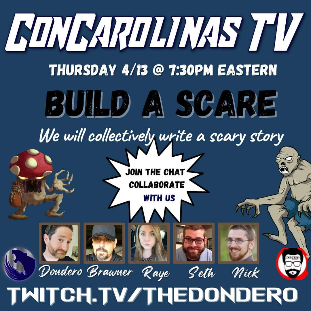 concarolinas's tweet photo. Have you ever wanted to write a scary story? How about a group effort? Hijinks are sure to ensue! #scarystories #cctv #twitchtv https://t.co/xrQTnAuOq1