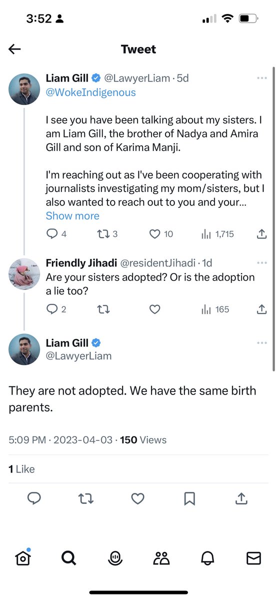 DaniParadis's tweet photo. Their brother has said they are not adopted. Neither the Gill sisters nor Karima Manji have responded to requests for comment. https://t.co/dRXXhJawfg
