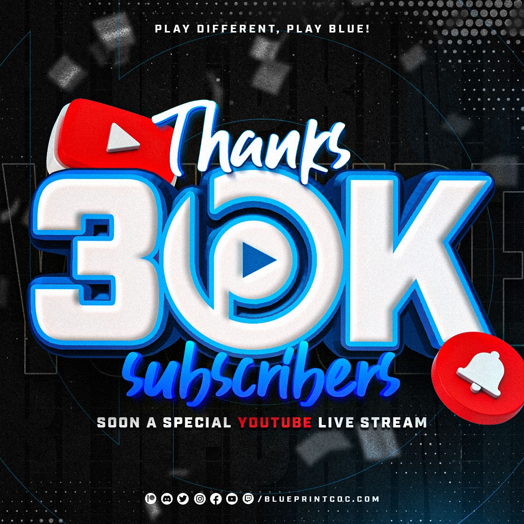 Our YouTube Channel hit 30,000 subscribers! 🥳

Thanks for your support, feedback, &amp; encouragement 🥰

We couldn't have done it without our amazing community! 💙

Get ready to celebrate with us! A live event with giveaways is coming soon! Stay tuned! 🤩

#ClashOfClans | #YouTube