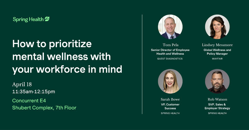 spring_health's tweet image. The @Conferenceboard Annual Employee Healthcare Conference is just a week away! Join us on Tuesday, April 18 at 11:35 am to learn how to build a supportive culture and address mental health stigma in the workplace. #tcbehc #employeementalhealth