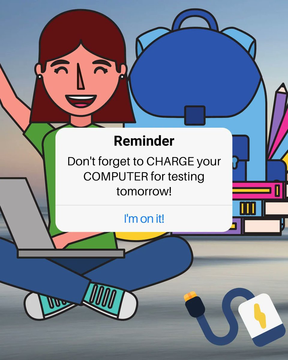 Tomorrow is our last day of CMAS!
Only 8th graders will be testing on Friday.

DO NOT FORGET TO CHARGE YOUR CHROMEBOOK! 🔌 
AND BRING IT FOR TESTING! 💻 

Also be sure you are on time for the first session at 8:20am! 
Testing Schedule: buff.ly/3MvQ8wV