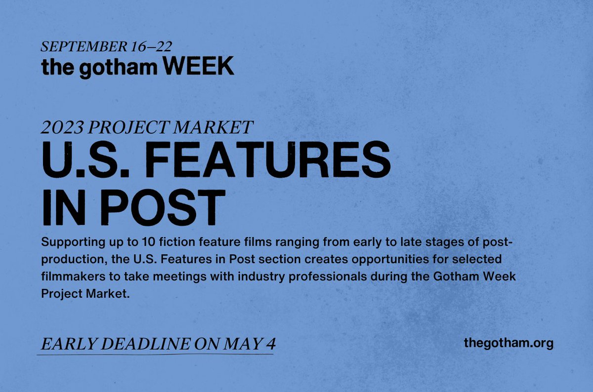 weare_thegotham's tweet photo. 🎥 Do you have a feature-length film in post-production? RSVP to attend our info session about the U.S. Features in Post section of the #GothamWeek #ProjectMarket next week on 4/19. RSVP — https://t.co/XJuMI4WfGX https://t.co/omioX337L5