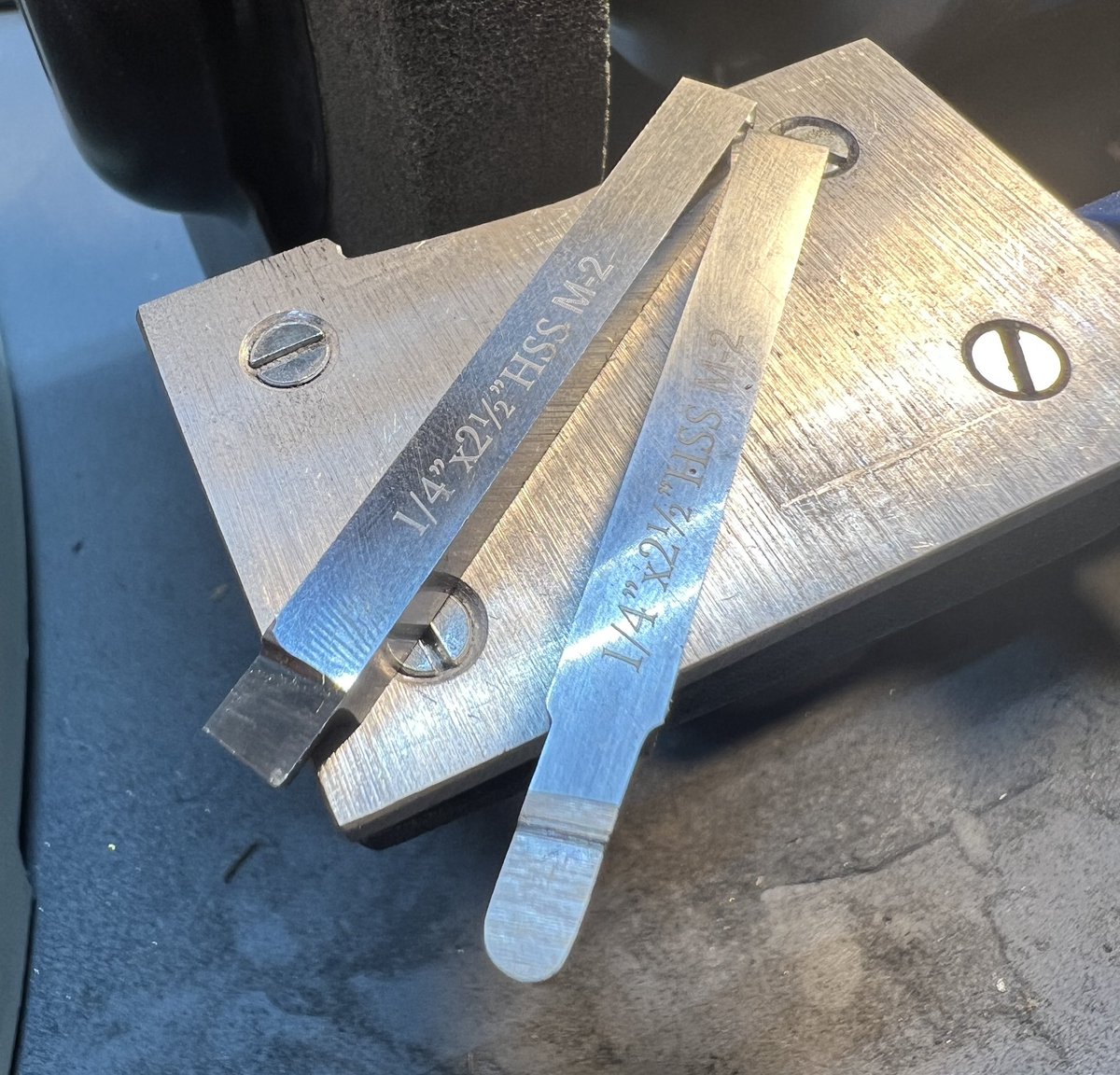 chinbeard's tweet photo. I’ve been learning how to make my own HSS tools for the lathe. This video by This Old Tony was super helpful and fun. https://t.co/2OGCZzjvXL https://t.co/hCnP5l2hea
