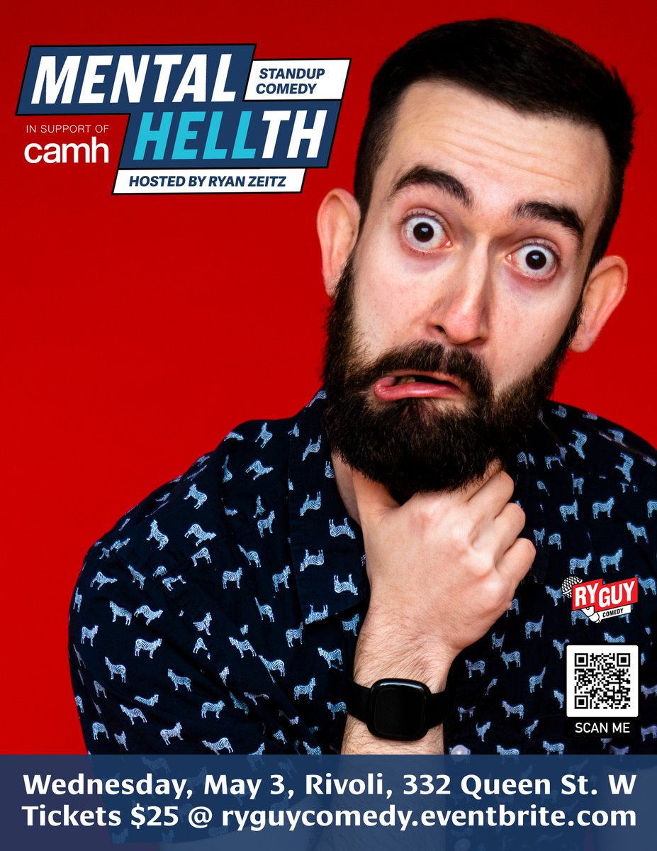 I'm SO excited to bring Mental HELLth back to @RivoliToronto on Wednesday, May 3rd! It is such a privilege to organize and MC this comedy #fundraiser for the @camhfoundation! At the last show, we raised >$1000 for life-saving #mentalhealth initiatives! Get your tickets now!