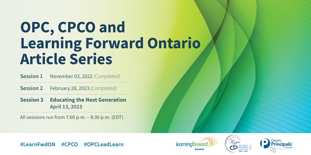 Looking forward to this evening’s discussion with educators & @LearningFwdON, @CPCOofficial & @OPCouncil.