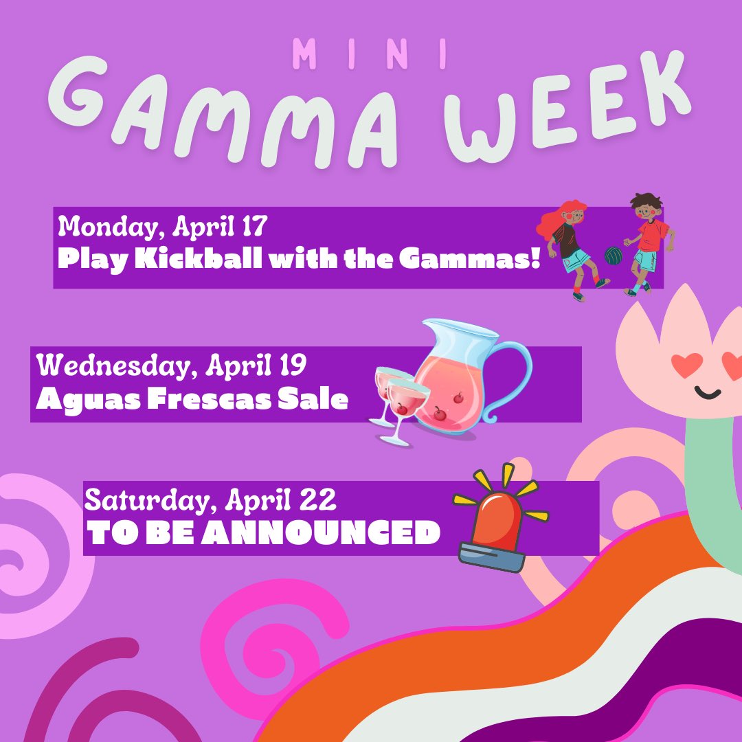 MizzouGammas's tweet photo. Join us next week for our MINI GAMMA WEEK series 🫶 with a special event next Saturday night that will be announced super soon! 👀

EVENTS ARE OPEN TO ALL! https://t.co/oT3hd6P6Ak