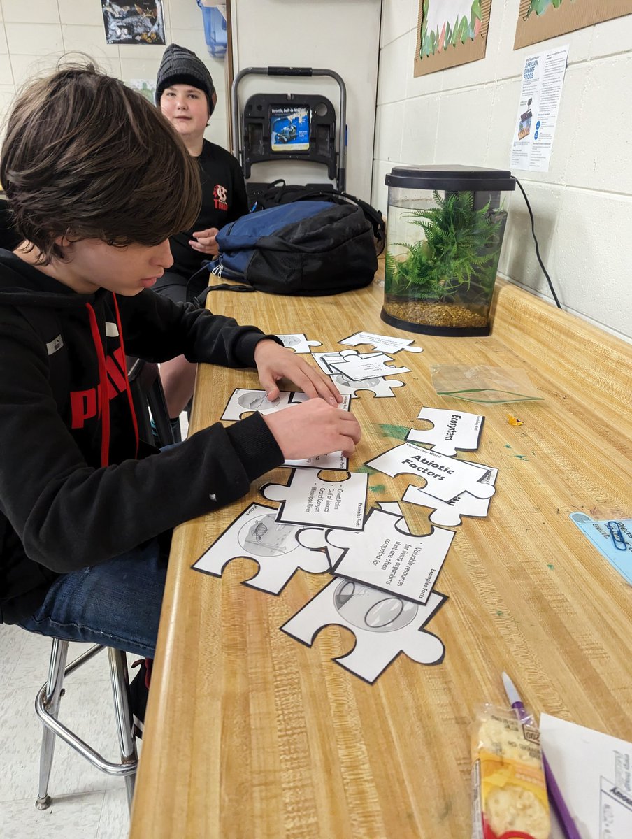 Jessica43356140's tweet photo. No internet? No problem! While our internet was out for a bit of the day, scholars competed to finish vocabulary puzzles which reviewed the levels of the ecosystem and factors of the environment we have been covering lately. https://t.co/QjWVTWWZ6j
