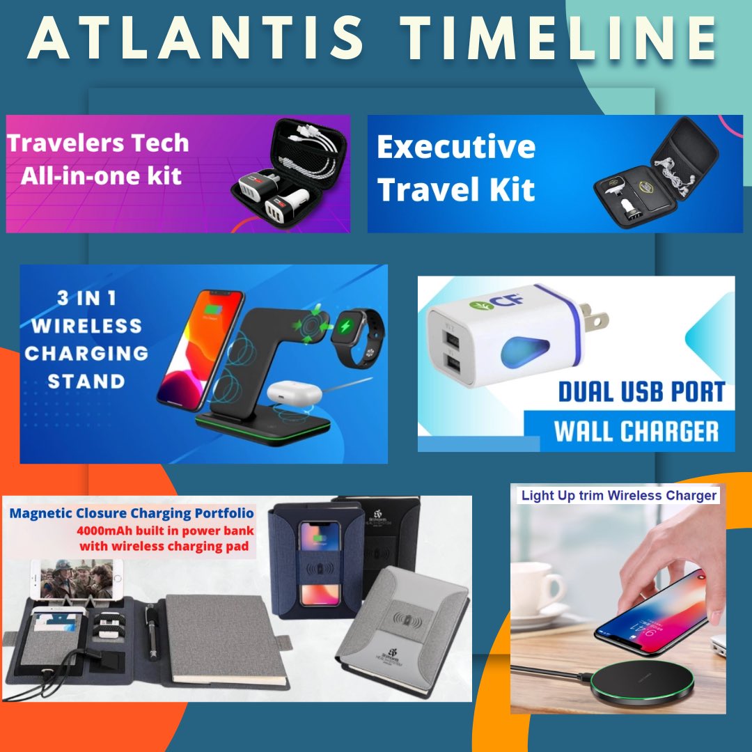 Atlantis Timeline merch! Shop power banks, wireless chargers, speakers, and all of the latest tech accessories with our sales team at Davis &amp; Stanton. #promoitems #merch 
👉📱 (214)-340-1321
📧 Mail@davstan.com