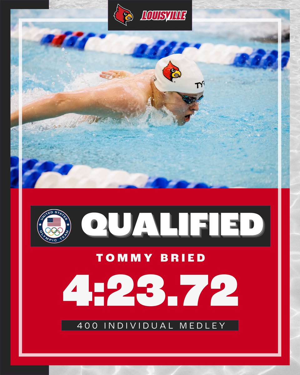 LouisvilleSD's tweet image. Heading to Indy in 2024 ‼️

Tommy Bried posted a lifetime best in prelims at the Westmont TYR PSS to qualify for US Olympic Trials! 

#GoCards x #TYRProSeries