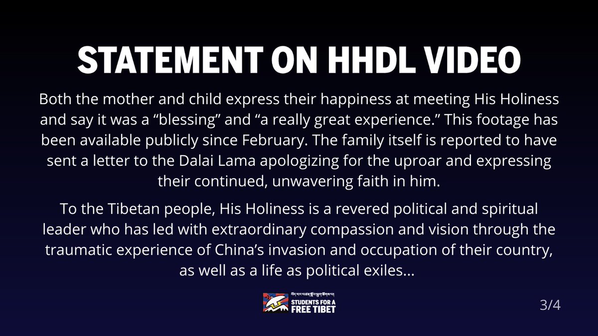 SFTHQ's tweet photo. SFT statement on media stories concerning His Holiness the 14th Dalai Lama: https://t.co/u69eN88yqf https://t.co/RFqoGn18Y4