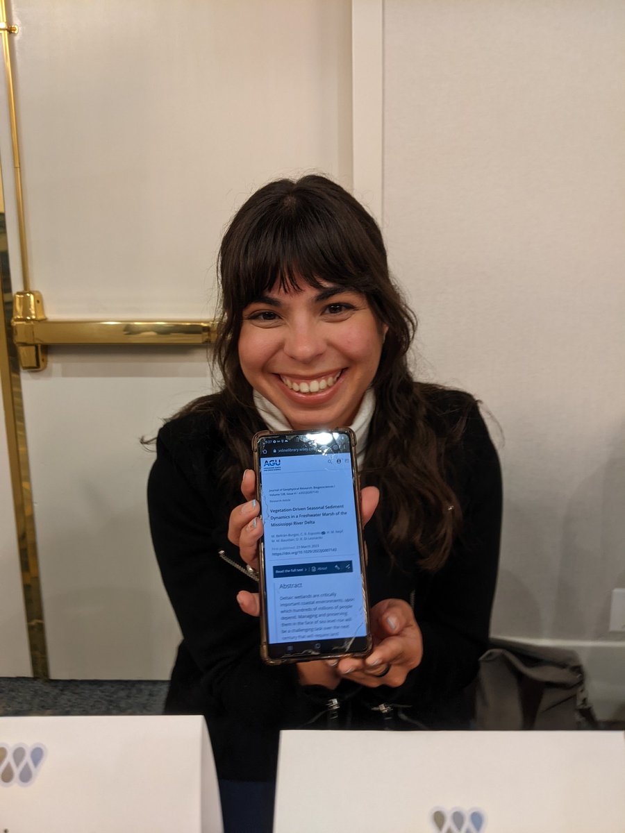 TheH2OInstitute's tweet photo. It's so exciting! @marbelbur just had her first paper published! 
Vegetation-Driven Seasonal Sediment Dynamics in a Freshwater March 
https://t.co/QLw21W59uq @TheH2OInstitute https://t.co/9gj7xNj0SJ