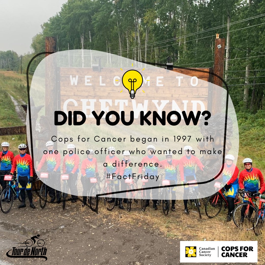 #FactFriday
Find out how you can be part of an amazing Tour de North team. Applications are still open!  

support.cancer.ca 

#canadiancancersociety #ThrowbackThursday #ForTheKids