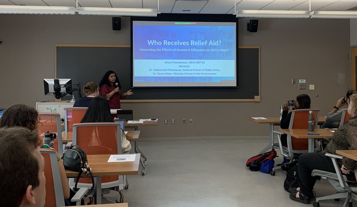 Palandurkar's tweet image. Happy to conclude my #MastersProject today on the effects of #socioeconomic status on HH accessing #ReliefAid in #Nepal. Grateful to advisors @subhrendukp &amp;amp; Dean Urban! Special thanks to @mdgordo for sharing insights &amp;amp; refining the model. @DukeEnvironment @DukePlanetLab